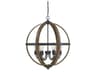 Meridian 6-Light Wood Black Brown Pendant