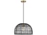 Meridian 1-Light Black Natural Brass Wood Dome Geometric Pendant