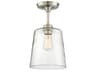 Meridian 1-Light Brushed Nickel Glass Empire Semi Flush Mount