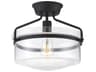 Meridian 1-Light Matte Black Glass Bowl Semi Flush Mount