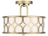 Meridian 2-Light Natural Brass Drum Semi Flush Mount