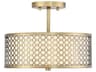 Meridian 2-Light Natural Brass Drum Geometric Semi Flush Mount