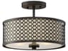 Meridian 2-Light Oil Rubbed Bronze Drum Geometric Semi Flush Mount