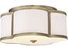 Meridian 3-Light Natural Brass Drum Semi Flush Mount