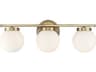 Meridian 3-Light Natural Brass Glass Vanity Light