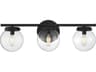 Meridian 3-Light Matte Black Glass Vanity Light