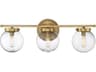 Meridian 3-Light Natural Brass Glass Vanity Light