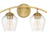 Meridian 2-Light Natural Brass Glass Vanity Light