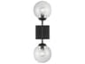 Meridian 2-Light Black Glass Wall Sconce