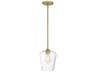 Octave 1-Light Warm Brass Glass Bell Mini Pendant