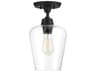 Octave 1-Light Black Glass Bell Semi Flush Mount