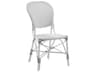 Alu Affaire Aluminum White Stackable Isabell Outdoor Patio Dining Side Chair in White/Cappuccino Dots
