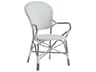 Alu Affaire Aluminum Taupe Stackable Isabell Outdoor Patio Dining Arm Chair in Grey/White Dots