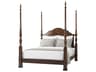 Essential Mahogany Swirl Brass Brown Wood Queen Poster Bed