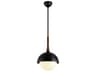 Cadet 1-Light Black Natural Acacia Brown Glass Globe Pendant