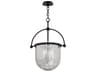 Mercury 3-Light Old Iron Black Glass Bell Pendant