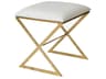 Gold Leather White Accent Stool