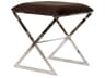 Brown Upholstered Silver Accent Stool