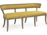 Yellow Raw Silk Upholstered Accent Bench