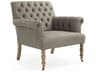 Rolling Gray Fabric Tufted Accent Chair