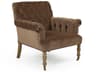 Rolling Brown Fabric Tufted Accent Chair