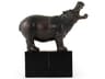 Black Resin Hippopotomus Bookend