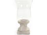 Distressed Off-White 17" High Candle Holder with Cement Base