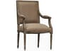 Louis Oak Wood Brown Upholstered Arm Dining Chair