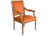 Louis Oak Wood Orange Upholstered Arm Dining Chair