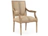 Louis Oak Wood Beige Upholstered Arm Dining Chair