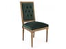 Louis Oak Wood Green Upholstered Side Dining Chair