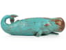 Distressed Turquoise / Brown 18" Sperm Whale Sculpture
