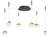 Abra Athena 6-Light Matte Black Brushed Brass Round Pendant