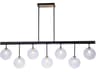 Artcraft Aurelia 7-Light Matte Black Brass Glass Globe Linear Island Pendant