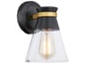 Artcraft Kanata 1-Light Black Brushed Brass Glass Wall Sconce