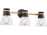 Artcraft Kanata 3-Light Black Brushed Brass Glass Vanity Light