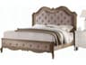 Acme Furniture Chelmsford Beige Fabric Antique Taupe Mindi Wood Upholstered Queen Platform Bed