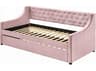 Acme Furniture Lianna Pink Velvet Rubberwood Upholstered Twin Daybed Bed