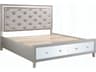 Acme Furniture Sliverfluff Synthetic Leather Champagne Poplar Wood Upholstered King Platform Bed