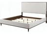Acme Furniture Carena Light Gray Fabric White Walnut Pine Wood Upholstered King Platform Bed