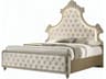 Acme Furniture Lucienne Beige Velvet Rubberwood Upholstered Queen Panel Bed