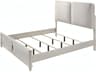 Acme Furniture Laveda Light Gray Boucle Pearl White Rubberwood Upholstered King Panel Bed
