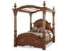 Michael Amini Villa Valencia Classic Chestnut Brown Wood King Canopy Bed