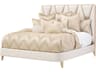 Michael Amini La Rachelle Champagne White Birch Wood Upholstered King Panel Bed