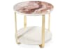 Michael Amini Ariana Round Faux Marble Gold End Table