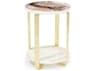 Michael Amini Ariana Round Faux Marble Gold End Table