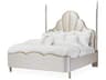 Michael Amini Malibu Crest Porcelain White Birch Wood Upholstered California King Poster Bed