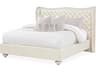 Michael Amini Hollywood Swank Creamy Pearl White Leather Queen Panel Bed