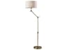 Adesso Willard Antique Brass Cream Textured Fabric Floor Lamp