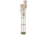 Adesso Trio Antique Brass Cream Textured Fabric Floor Lamp